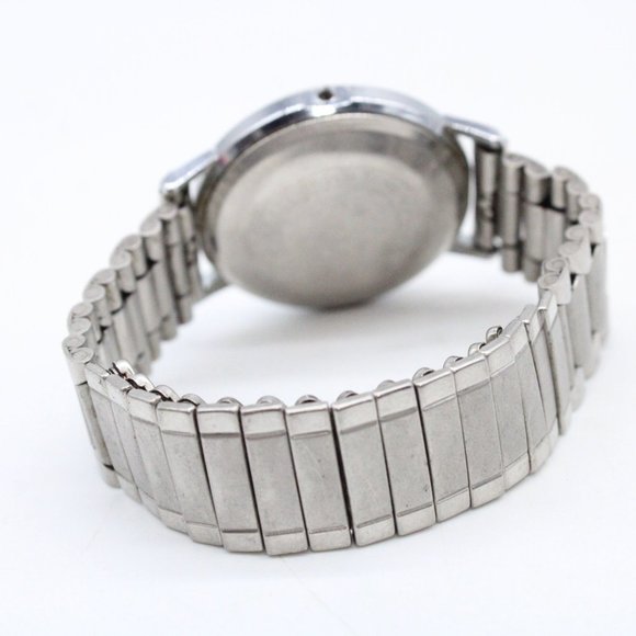 VIntage TIMEX Watch Mens Silver Tone Stainless Steel Self-Wind Date Beige Dial - Picture 7 of 10